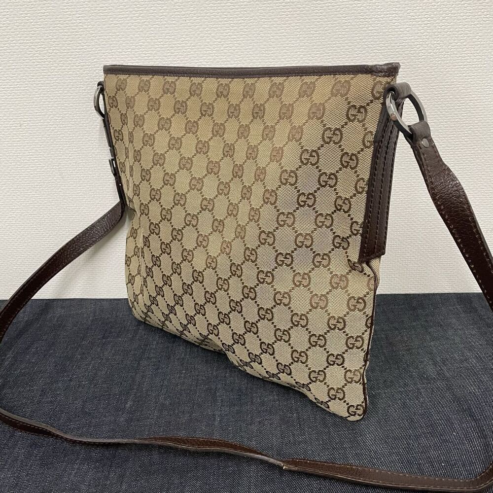 Gucci Messenger Bag GG Canvas Leather Shoulder